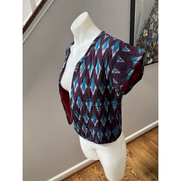 Desert Queen Keziah Cap Sleeve Doublet Vest Purple Ikat Print Size 34 XS - Picture 5 of 7